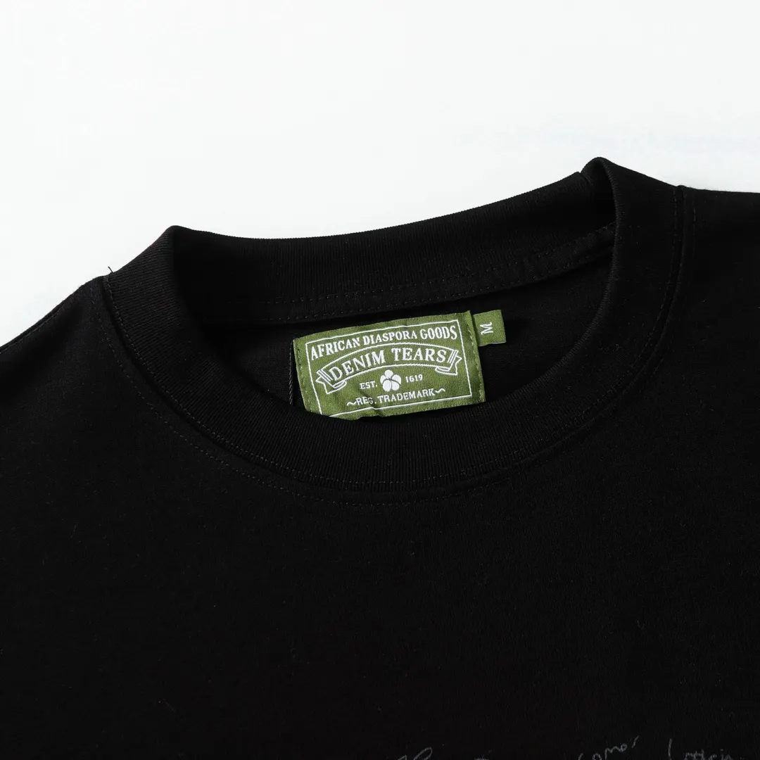 DENIM TEARS kapok new short-sleeved model number: 3295P110 color: black white code number: S M L XL